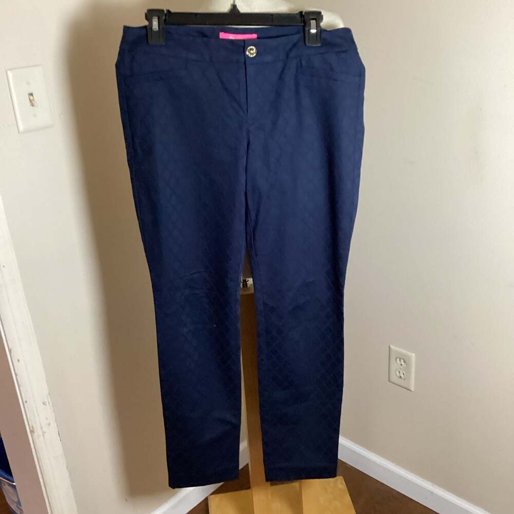 Lilly Pulitzer Kelly Textured Ankle Length Skinny Pant Navy Blue Size 6